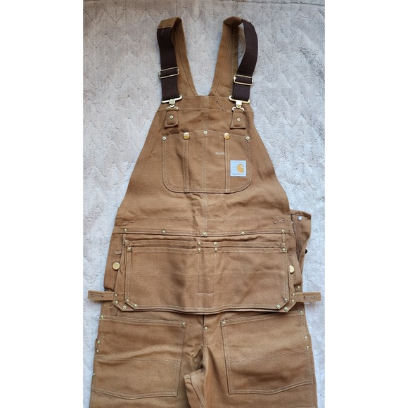 Carhartt Other - Vintage Carhartt 100 Year Anniversary Brown Duck Carpenter Bib Overalls 32x34